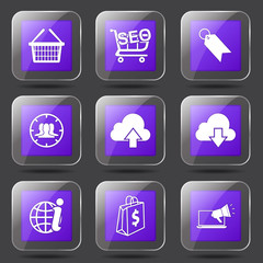 SEO Internet Sign Square Vector Violet Icon Design Set 7