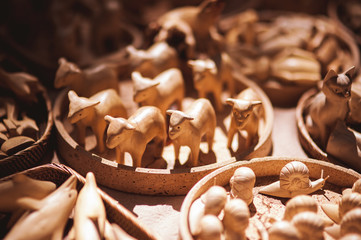 handmade wooden toys sold on market