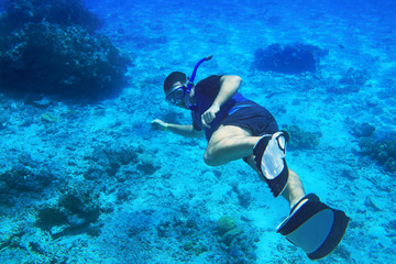 Man snorkeling in the Red Sea, Egypt