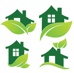 vector set of ecological homes signs and icons..