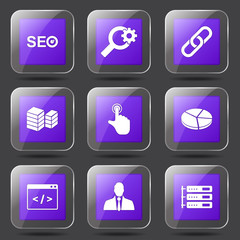 SEO Internet Sign Square Vector Violet Icon Design Set 11