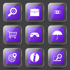 SEO Internet Sign Square Vector Violet Icon Design Set 10