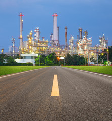 Oil gas refinery plant. May called petroleum, production or petrochemical plant. Industrial factory construction from engineering technology with steel pipe, pipeline, tank. Business for power energy.