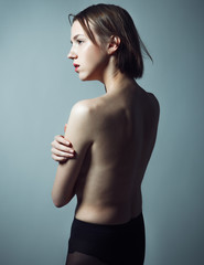 Fototapeta premium Elegant nude woman with short blond hair.