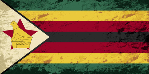 Zimbabwean flag. Grunge background. Vector illustration