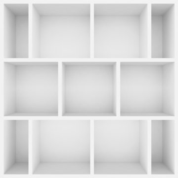 3d white shelves for show case