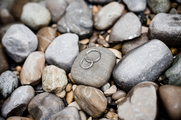 Wedding rings on stones