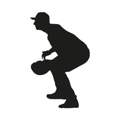 Baseball catcher vector silhouette