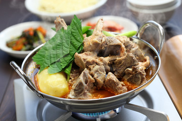 gamjatang, pork bone and potato soup, korean cuisine