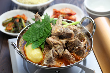 gamjatang, pork bone and potato soup, korean cuisine