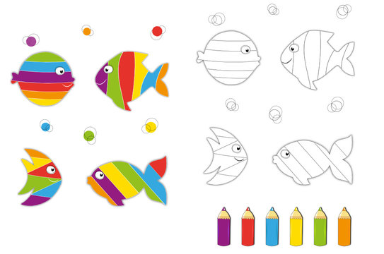 Poissons &agrave; colorier