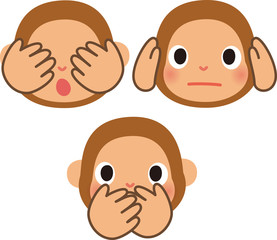 Fototapeta premium 猿,見ざる聞かざる言わざる