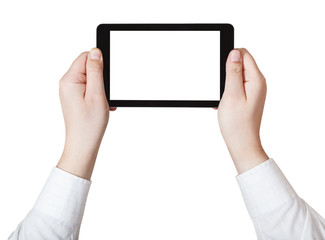 businessman hands holding tablet pc