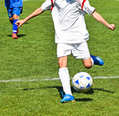 Kids are playing soccer