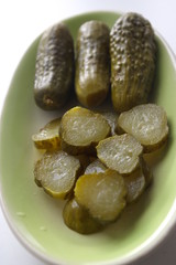 Pickles in a oval dish