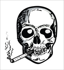 Hand Draw Scull with cigarette