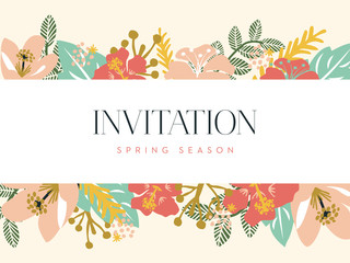 Invitation card with floral background. Vector design.