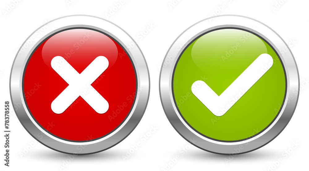 Poster cross, check mark - glossy metallic buttons 2