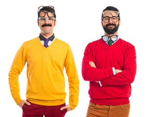 Twin brothers with glasses