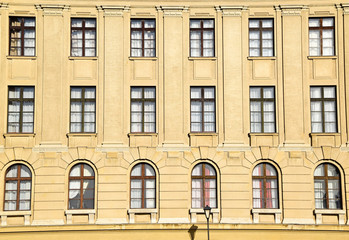 Fototapeta na wymiar Windows of the university, Debrecen, Hungary