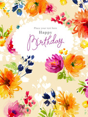 Watercolor flowers card