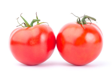 Fresh tomatoes on white background