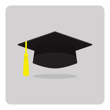 Vector of flat icon, graduation cap on isolated background