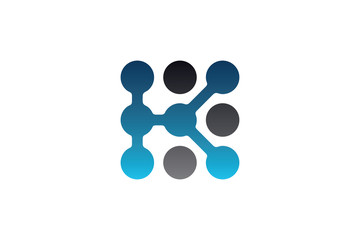 Fototapeta na wymiar K letter dots technology logo