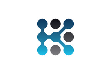 K letter dots technology logo
