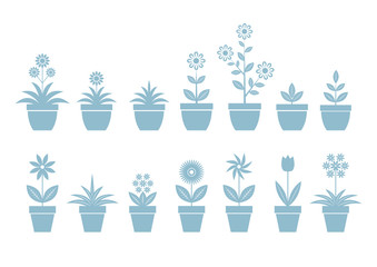 Flower icons on white background