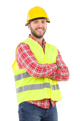 Man in reflective vest and hardhat