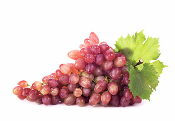 Grape cluster with leaves isolated