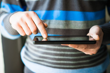 Businessman holding digital tablet