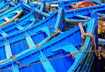 Blue boats of Essaouira, Morocco