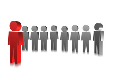 3D people in group. Leader meeting with the group.