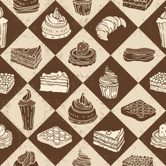 Cakes seamless pattern