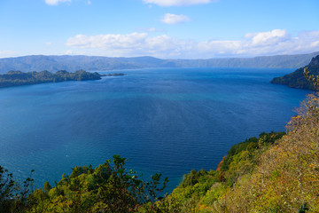 Fototapeta na wymiar Lake Towada in autumn, in Aomori and Akita, Japan