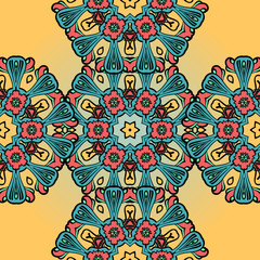 Seamless mandala pattern on henna background