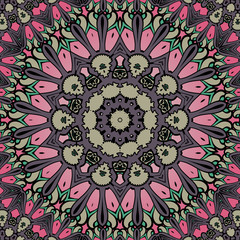 Ornamental round lace pattern, circle many details