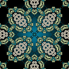 Seamless ornamental kaleidoscopic tile.
