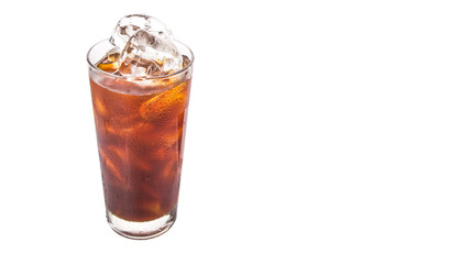 Plain ice coffee over white background