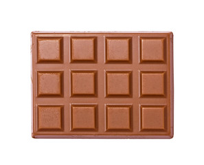 Tile of milk chocolate on the white