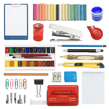 The set of stationery, subjects for office and creativity