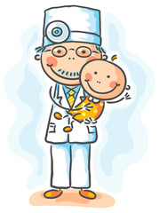 Doctor holding a baby