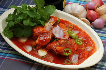 Spicy Sardines in tomato sauce canned fish ,Yum thai food style