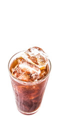 Plain ice coffee over white background