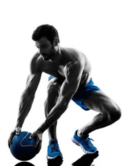 man exercising fitness weights exercises silhouette