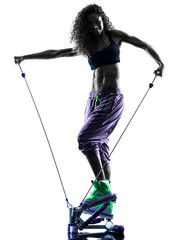 woman Stepper fitness exercises silhouette