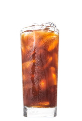 Plain ice coffee over white background