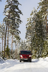 4x4, car, driving in rough snowy terrain